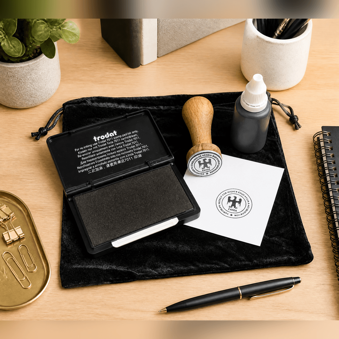 Traditional Wooden Stamp & Ink Set