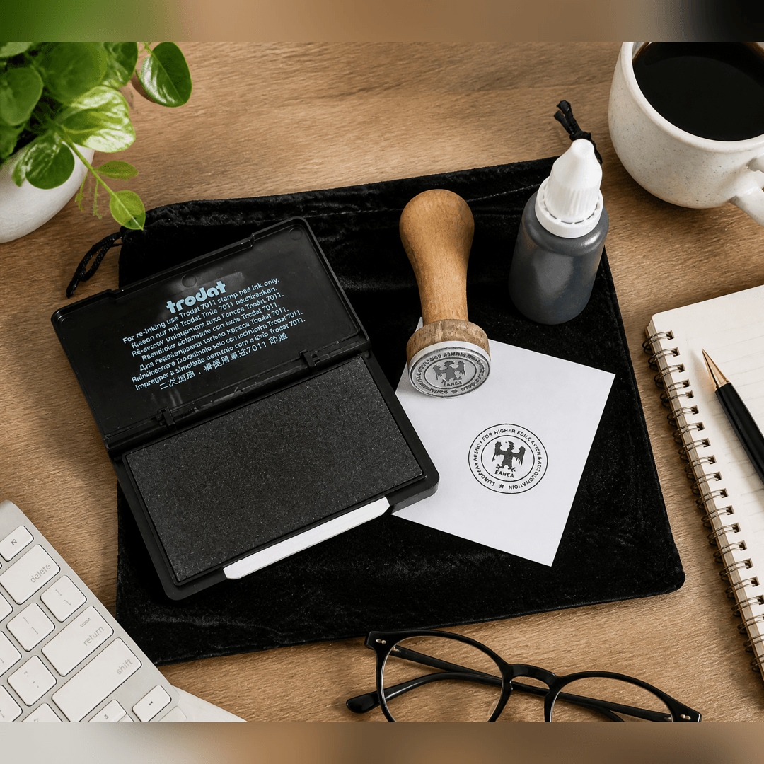 Traditional Wooden Stamp & Ink Set