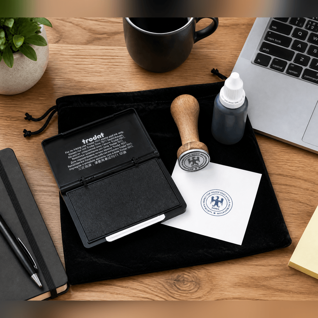 Traditional Wooden Stamp & Ink Set