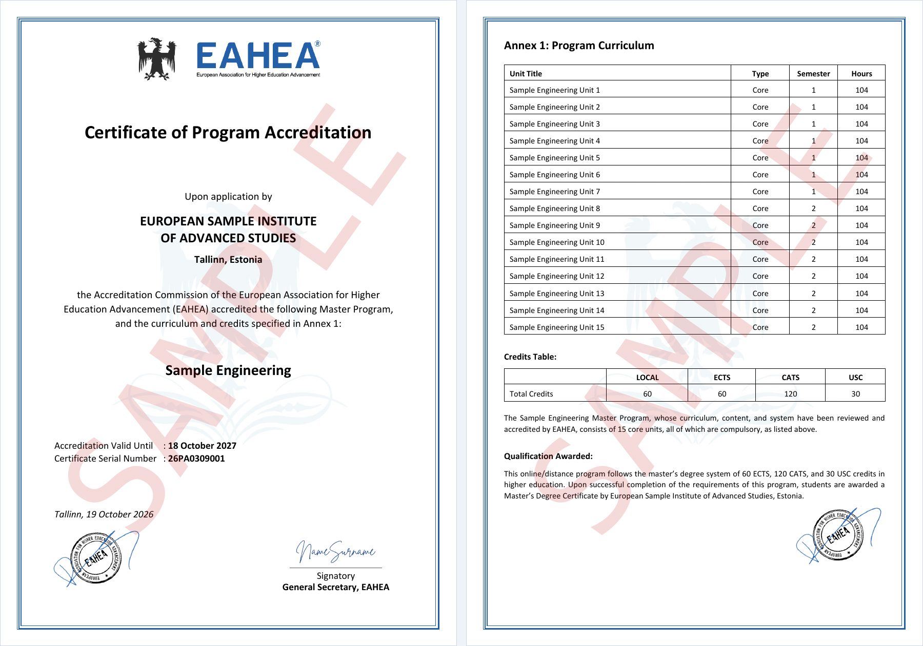 Sample certificate of Program Accreditation