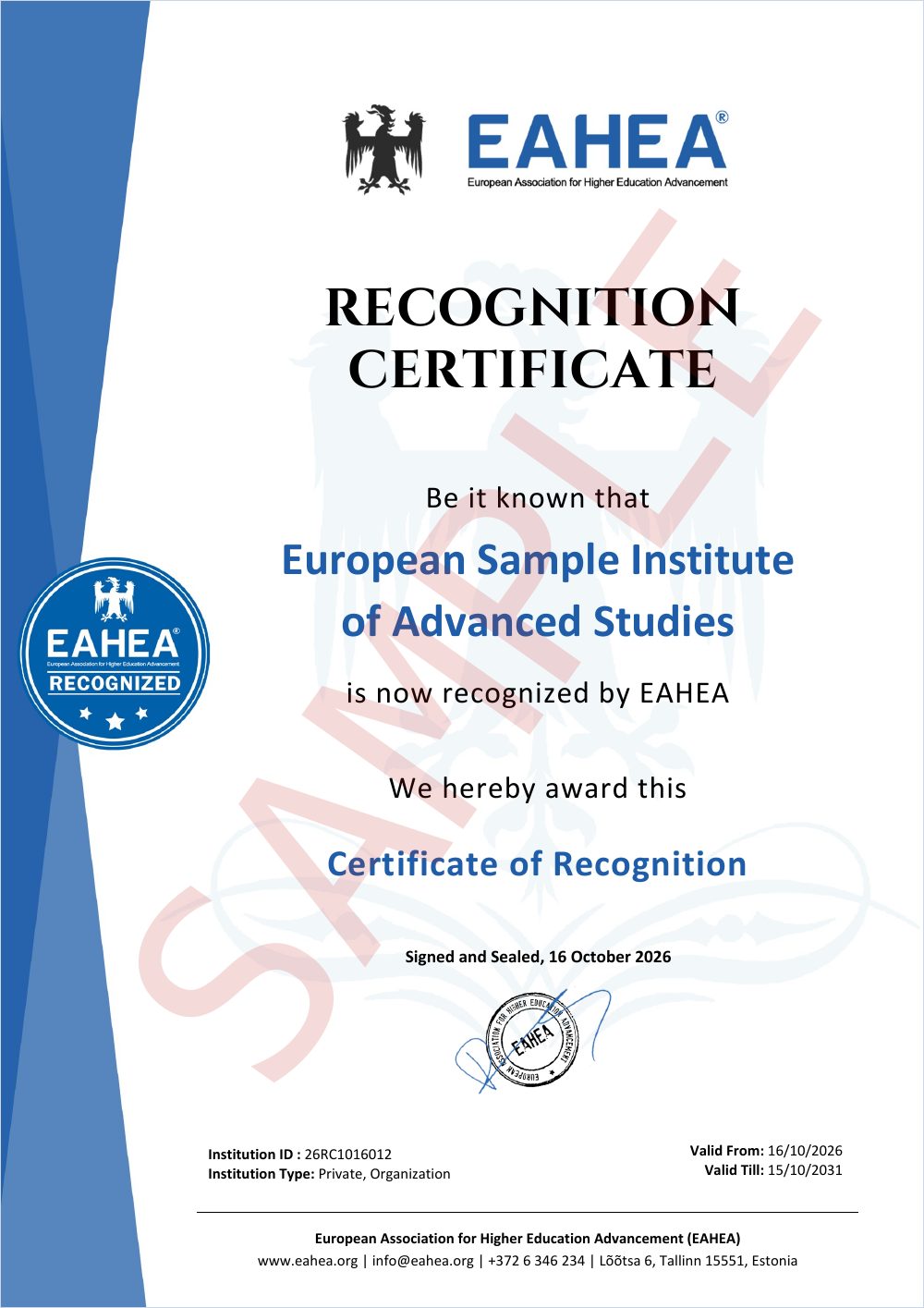 Sample certificate of NGO/CSO Recognition